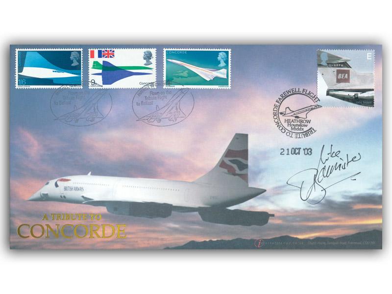 Farewell Concorde 2003, Tribute Flight to Belfast, signed Mike Bannister