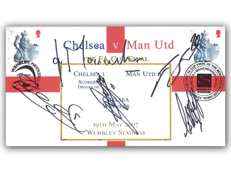 Chelsea v Manchester United 2007 FA Cup Final Cover signed