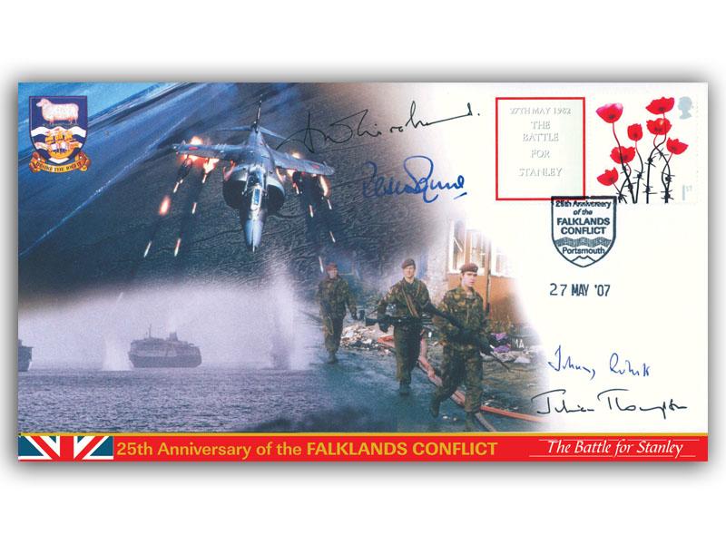 Falklands - The Battle for Stanley, signed Thompson, Rickett, Squire & Whitehead