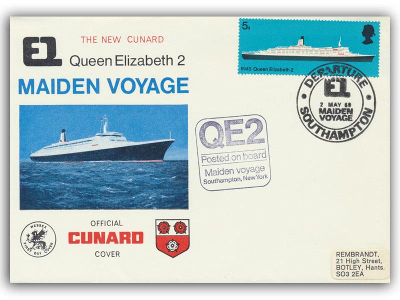 1969 RMS QE2 Maiden Voyage, Southampton Postmark, Wessex cover