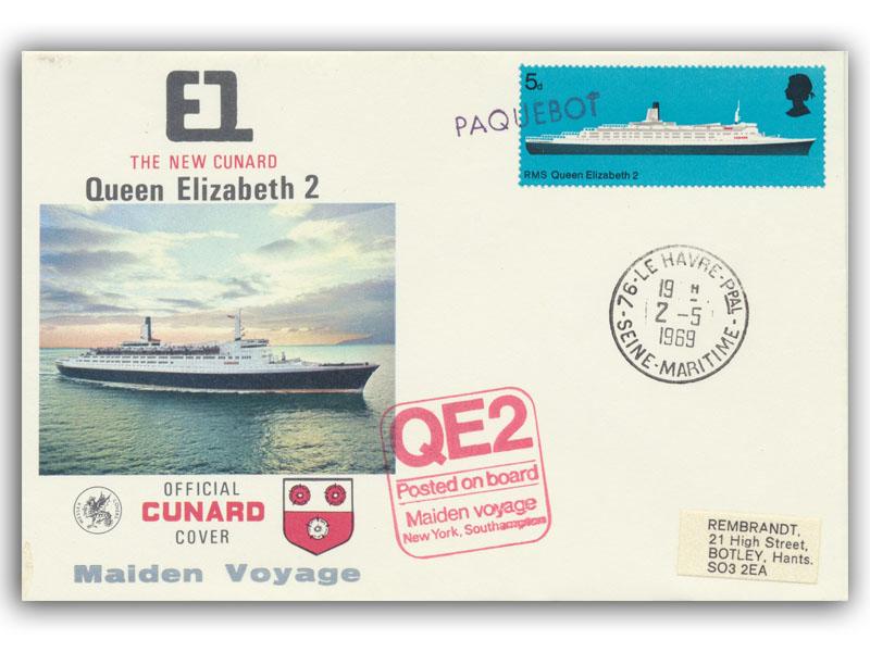 1969 RMS QE2 Maiden Voyage, Le Harve Postmark