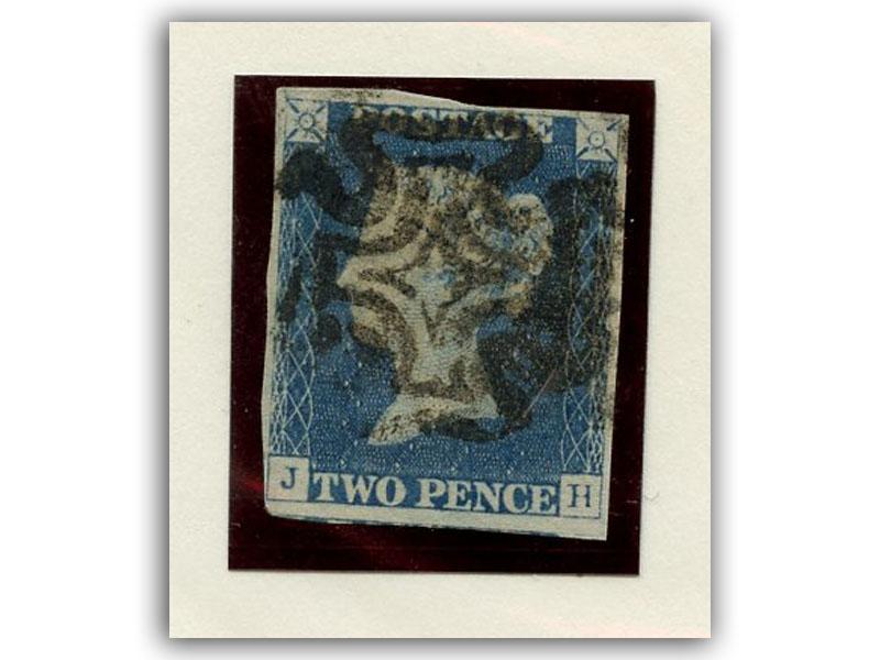 1840 2d Blue, 4 margin, fine used