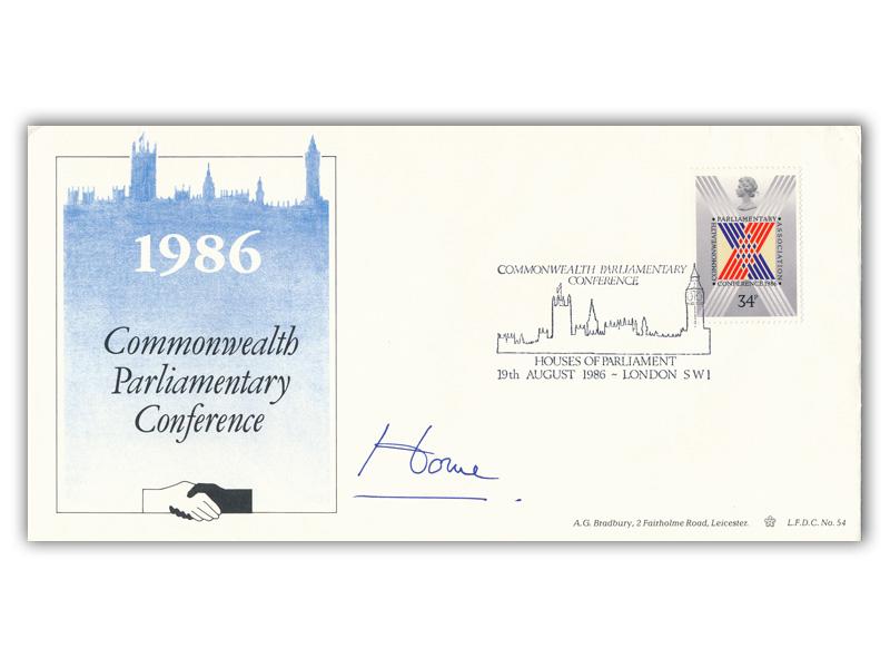 Alec Douglas-Home signed 1986 Parliament cover