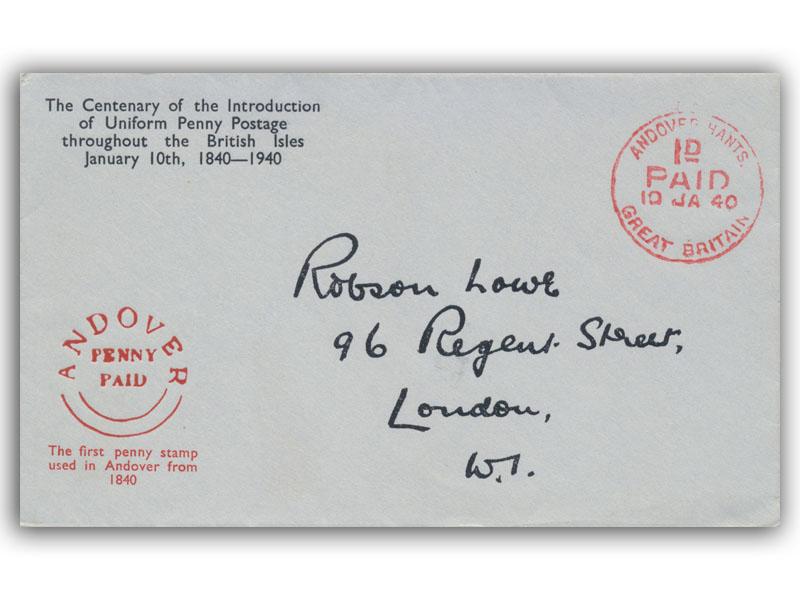 1940 Penny Post Centenary, Andover Postmark