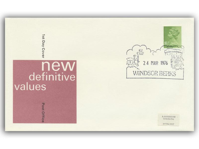 1976 8 1/2p Yellow Green, Windsor postmark
