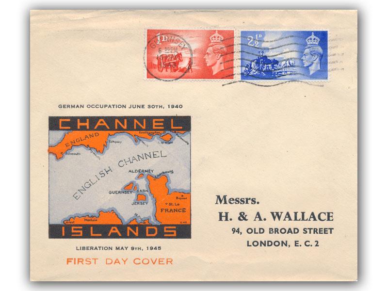 1948 Liberation, Guernsey slogan, Map cover