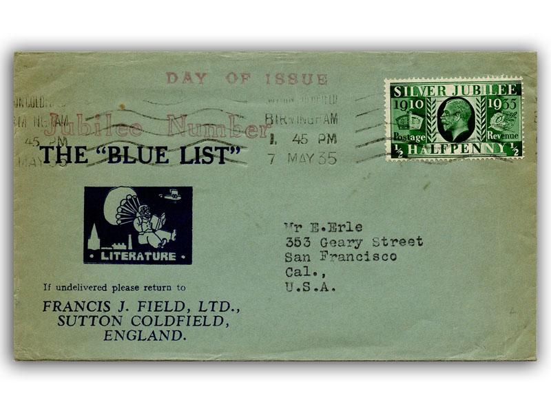 1935 Silver Jubilee, Sutton Coldfield slogan, Blue List cover