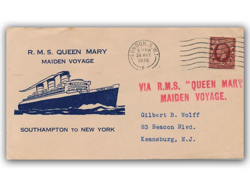 1936 RMS Queen Mary Maiden Voyage, London slogan