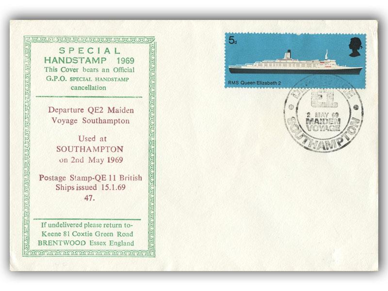 1969 RMS QE2 Maiden Voyage, Southampton Postmark