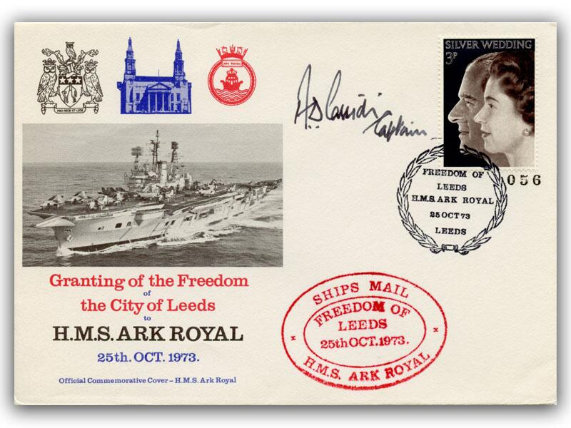 1973 HMS Ark Royal, City of Leeds Freedom, Captain Signed