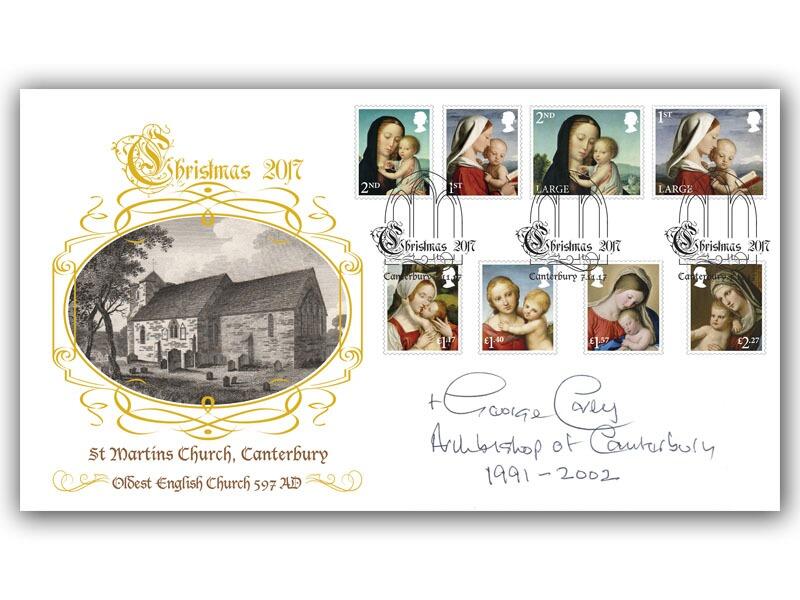 Christmas 2017 stamps signed Archbishop of Canterbury George Carey
