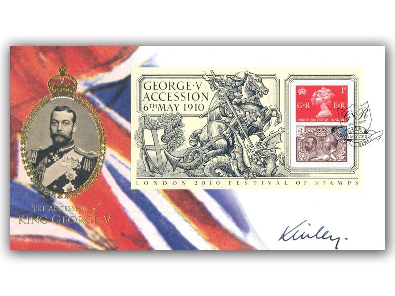 Centenary of King George V Accession Miniature Sheet Cover Signed Viscount Linley