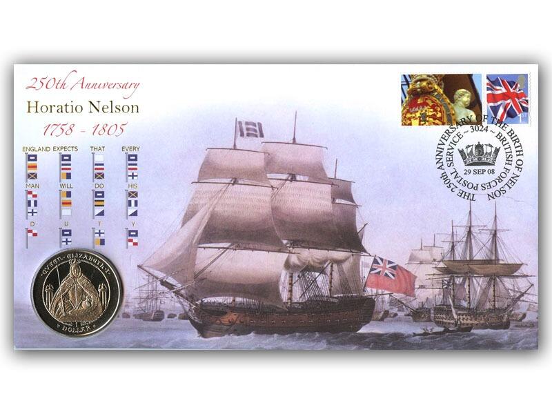 2008 Lord Nelson $1 coin cover, BFPS 3024 postmark