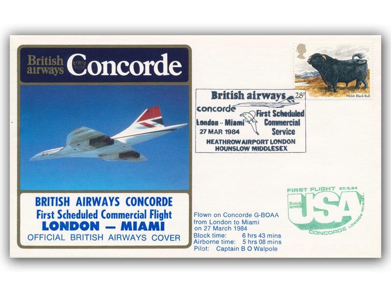 1984 BA Concorde London - Miami flown cover