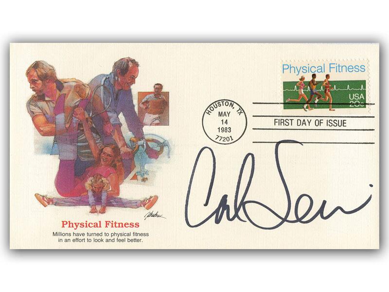 Carl Lewis signed USA 1983 Fitness cover
