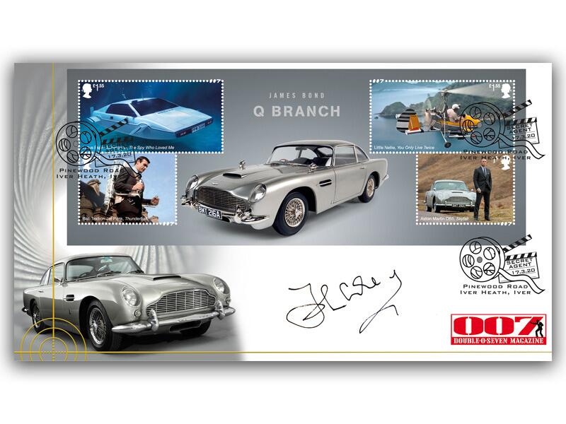 James Bond 'Q Branch' Miniature Sheet, signed John Cleese 'Q'