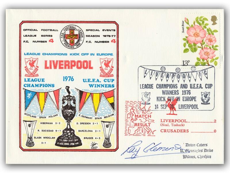 1976 Liverpool V Crusaders, signed by Ray Clemence