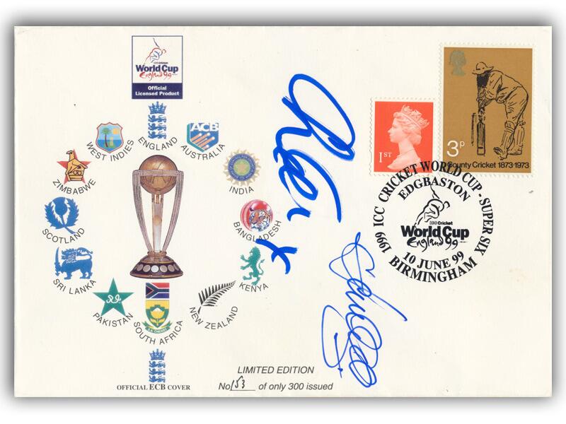 Herschelle Gibbs & Chris Cairns signed 1999 Cricket World Cup cover