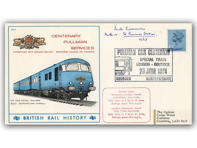 Jack Simmons, signed 1974 Centenary Pullman Services cover