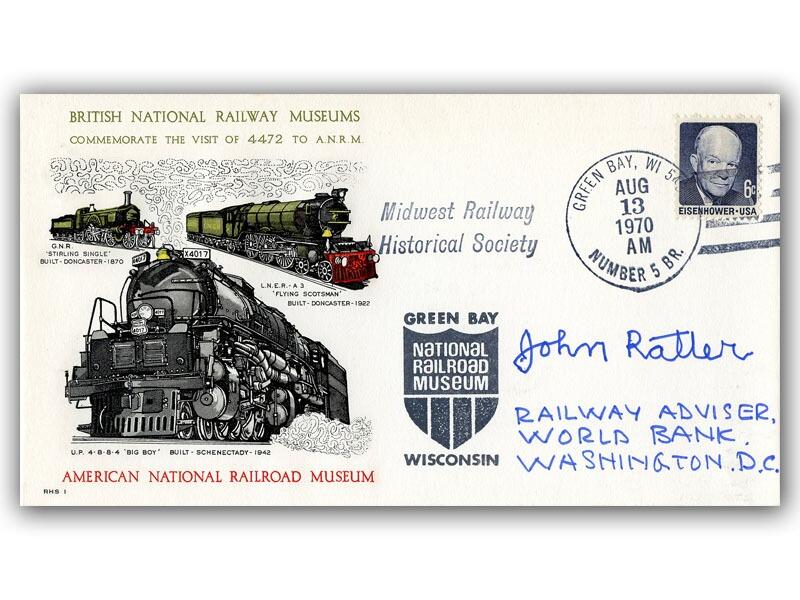 John Ratter, signed 1970 American National Railroad Museum cover