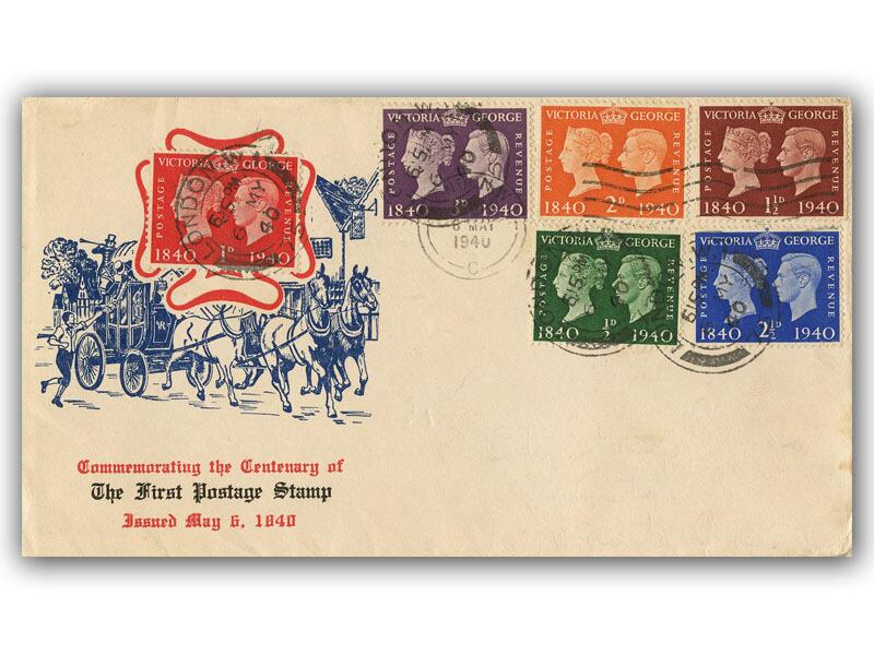 1940 Centenary, Blue Mailcoach cover
