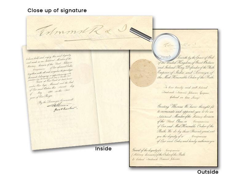 King Edward VII signed 1901 Military Document