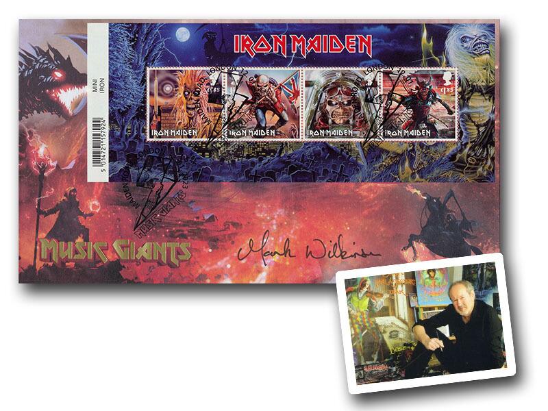 Iron Maiden 'Eddie' Barcoded Miniature Sheet, signed Mark Wilkinson