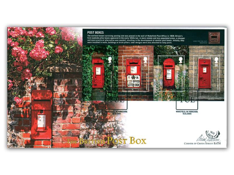 Postboxes Miniature Sheet Cover Wakefield Postmark