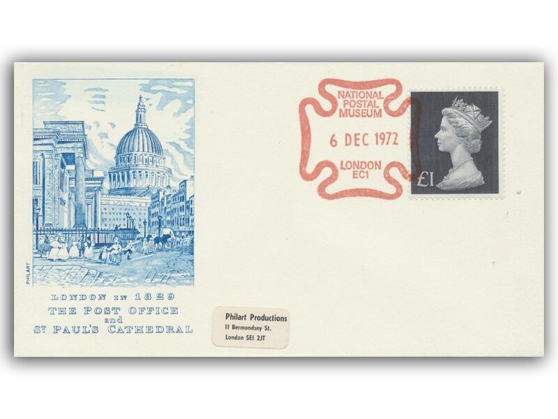 1972 £1 Black High Value, National Postal Museum postmark