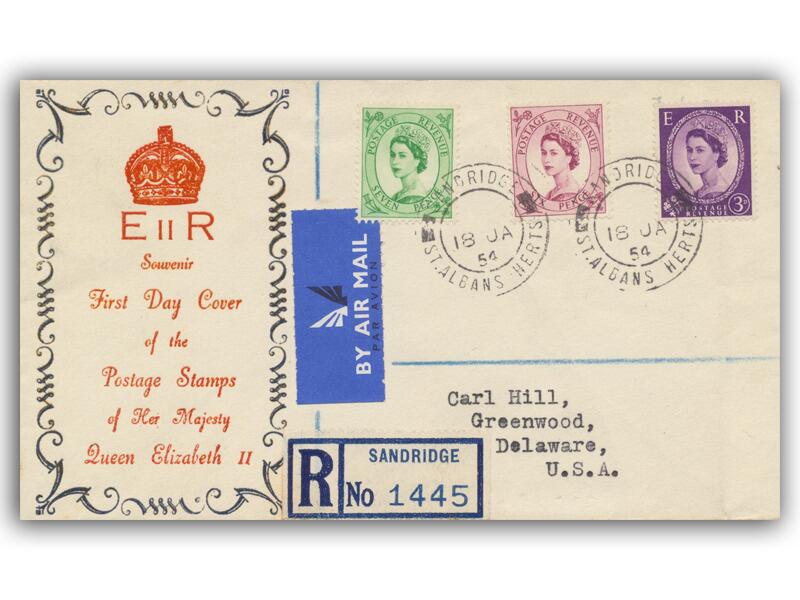 1954 3d, 6d, 7d Wildings, St Albans CDS