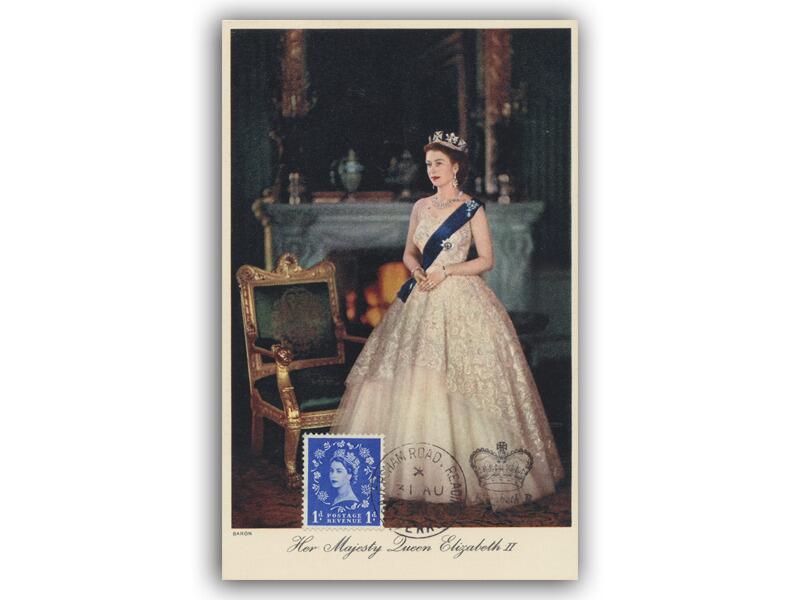 1953 1d Wilding, Colour Postcard