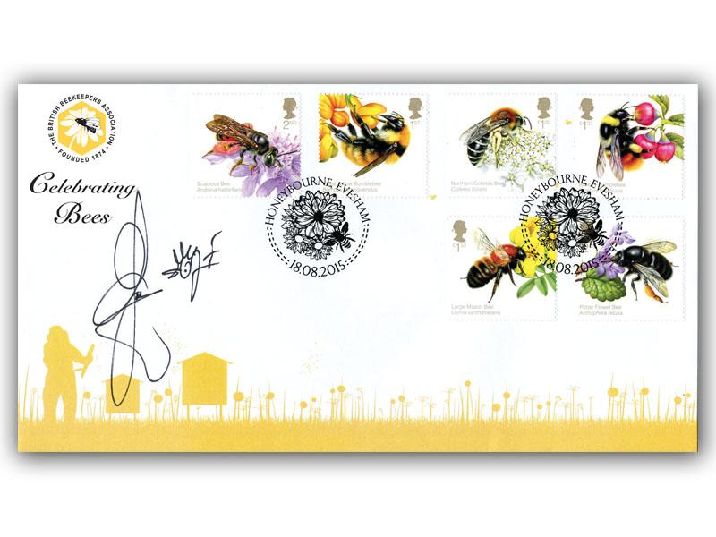 2015 Bees, alternative stamps cover, signed Chris Packham