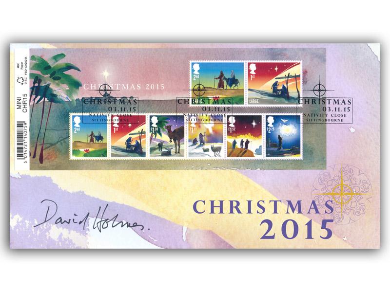 2015 Christmas, Barcode miniature sheet, signed by David Holmes