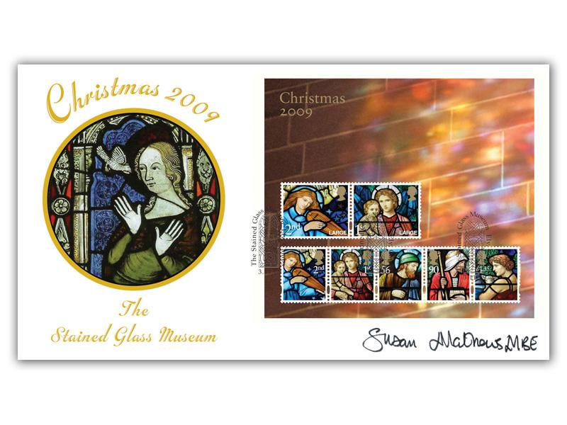 Christmas 2009 - miniature sheet, Stained Glass Museum, signed by Susan Matthews