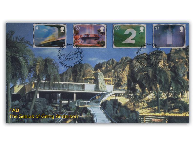 The Genius of Gerry Anderson Stamps torn from the Miniature Sheet