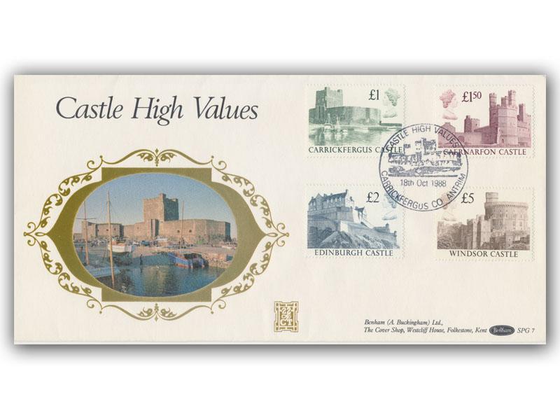 1988 Castle High Values, Carrickfergus postmark, Benham SPG7