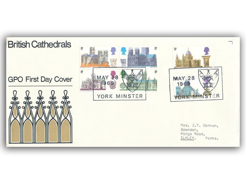 1969 Cathedrals, York Minster postmark