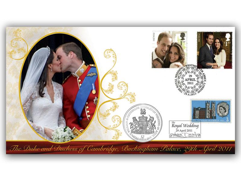 2011 Royal Wedding Coin Cover - The Kiss, South Georgia & South Sandwich Islands
