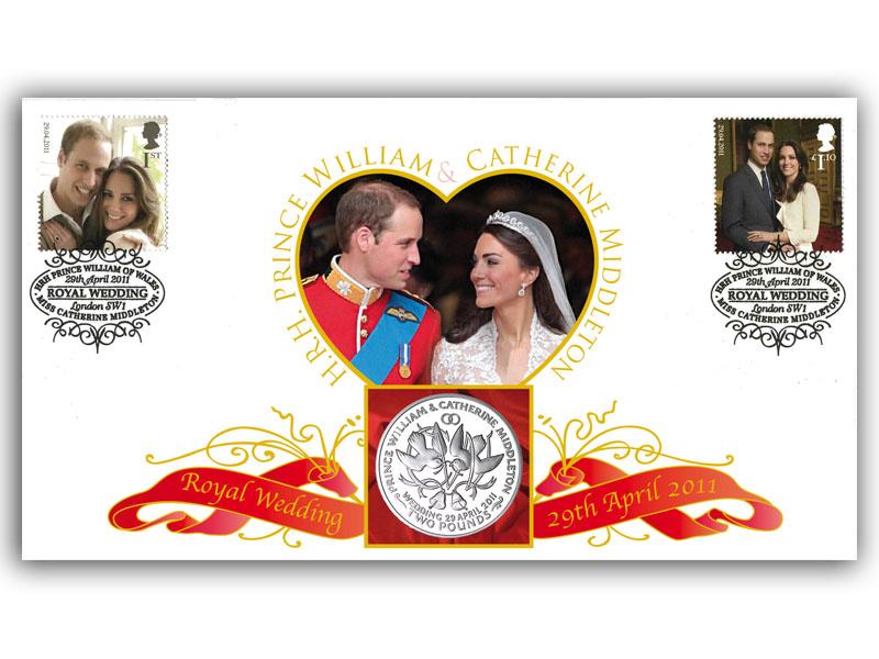 2011 Royal Wedding Coin Cover - The Look, Ascension Islands £2 coin