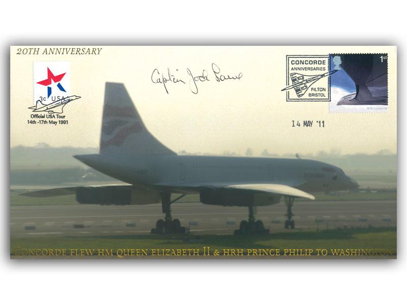 Royal Concorde Flight London to Washington, 20th Anniversary, signed Jock Lowe