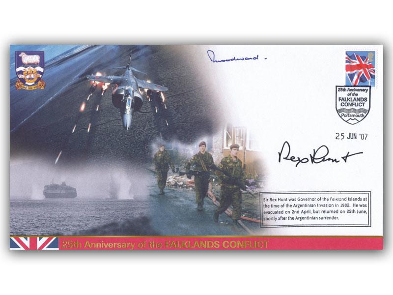 Falklands, signed Sir Rex Hunt & Admiral Woodward