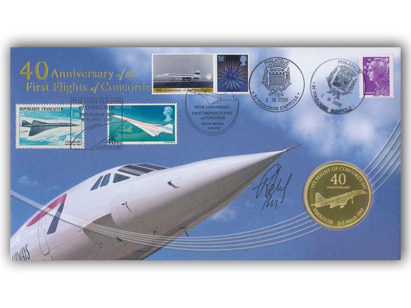 Concorde 40th Anniversary coin cover, signed Michel Retif