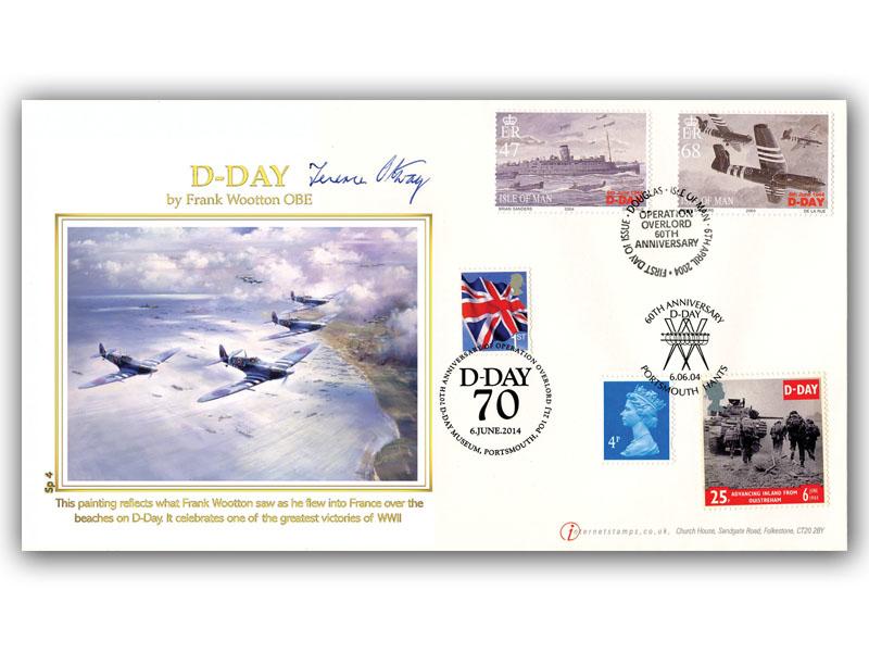 2004 60th Anniversary of D-Day, tripled on 70th, signed by Lt Col Otway
