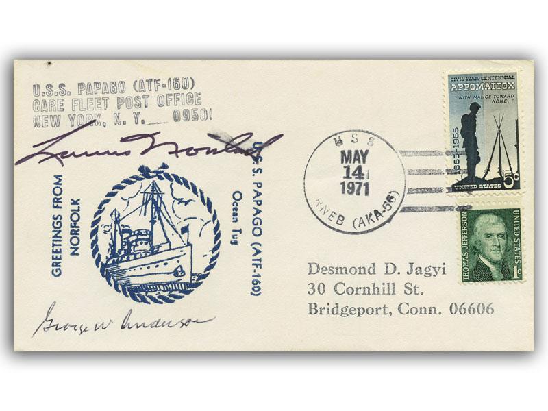 George Anderson signed 1971 USS Papago cover