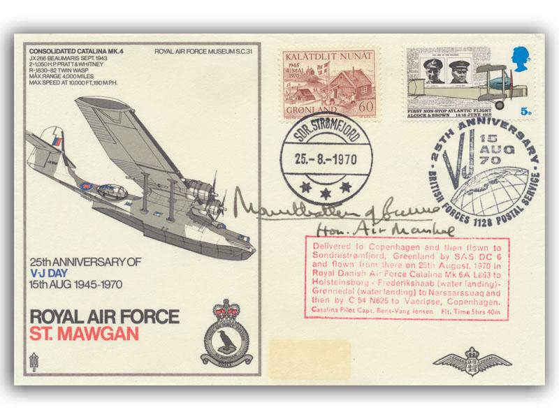 Mountbatten of Burma, signed 1970 VJ Day 25th anniversary RAF St Mawgan cover