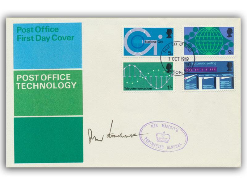 John Stonehouse 1969 Post Office Technology signed cover