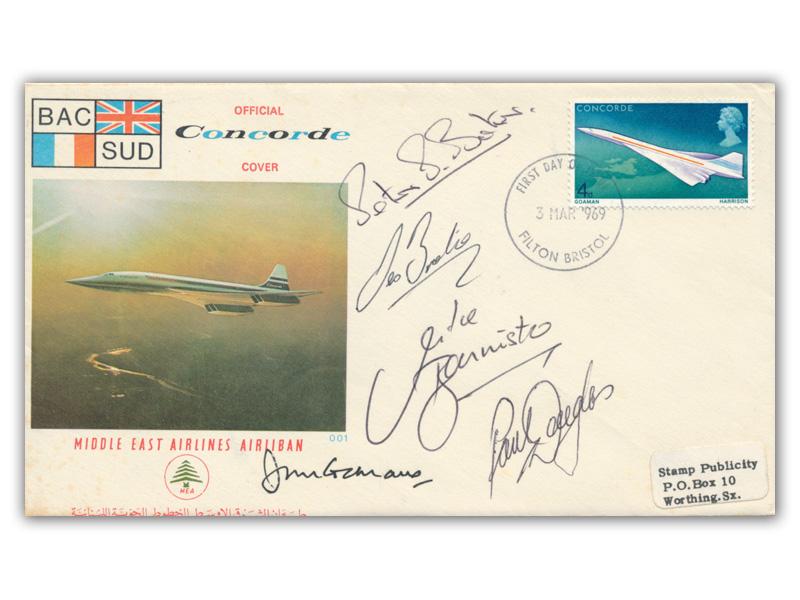 Concorde Crew signed 1969 Concorde Middle East Airlines cover