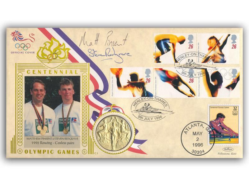Steve Redgrave & Matthew Pinsent signed 1996 Olympics cover