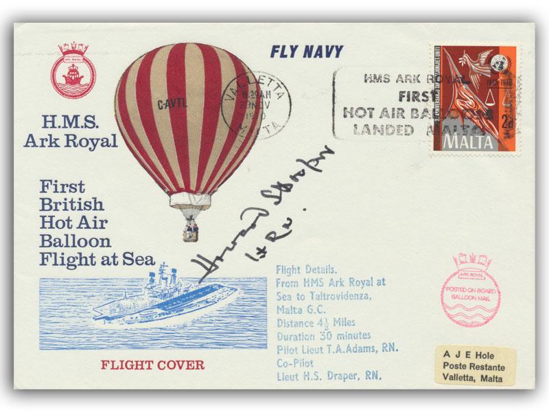 1970 HMS Ark Royal, Balloon Flight, Double Signed