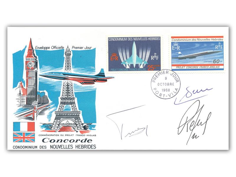 Jean Pinet, Michael Retif, Gilbert Defer signed 1968 Concorde cover
